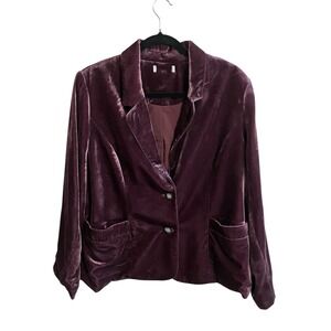 Velvet Button Hippie Whimsical Purple Blazer Jacket Medium ( See Measurements)